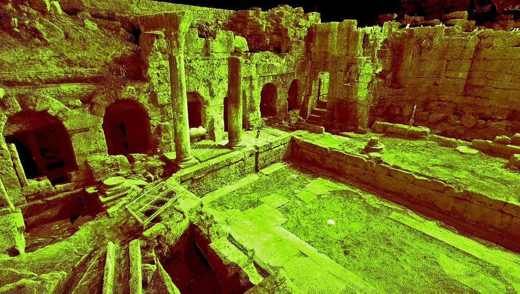 3D laser scan of the Peirene Fountain at Ancient Corinth in Greece